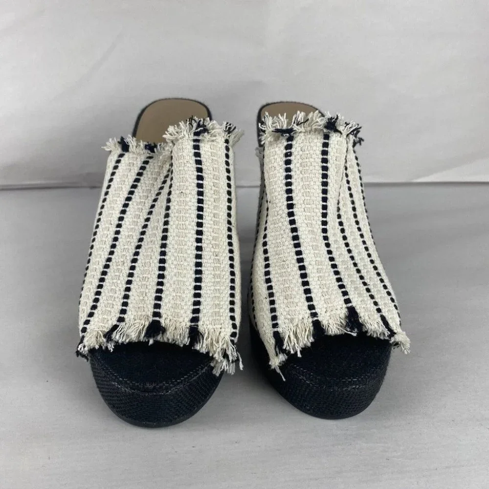 Women's Witchery Size 39 Multicolored Woven Fabric Cover Platform Wedge Shoes - Picture 6 of 16